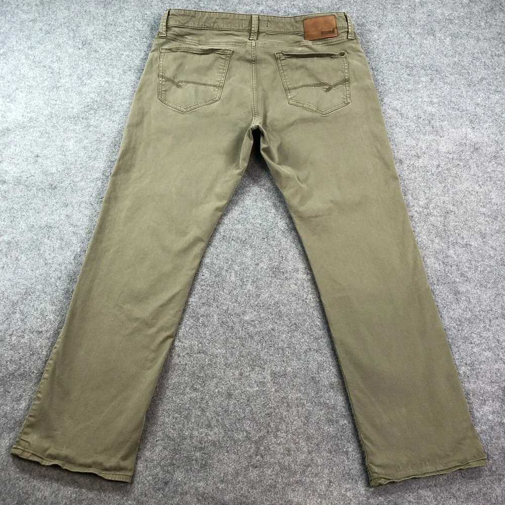 Mavi Matt Mens Chino Pants 36x32 (fits 36x30) Straight Leg Olive Green Stretch